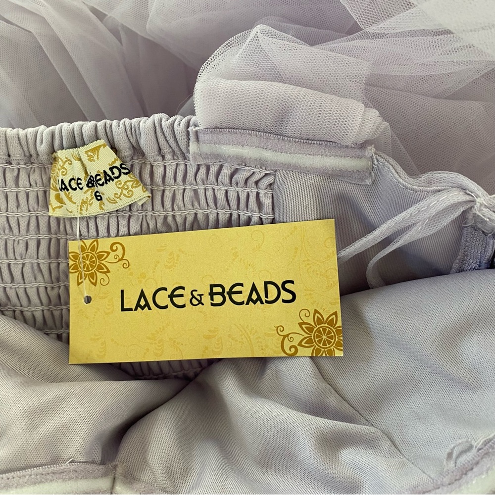 NWT Lace & Beads Lavender Tulle Maxi Gown Dress 2 - Picture 12 of 16